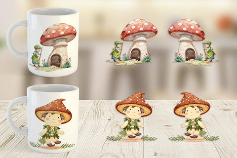 Mug Wrap Mushroom Village Friends Sublimation artnoy 