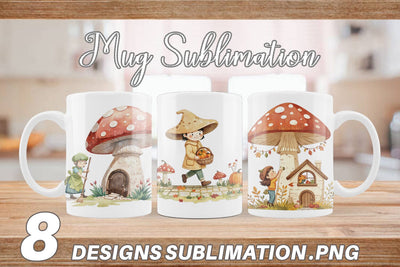 Mug Wrap Mushroom Village Friends Sublimation artnoy 