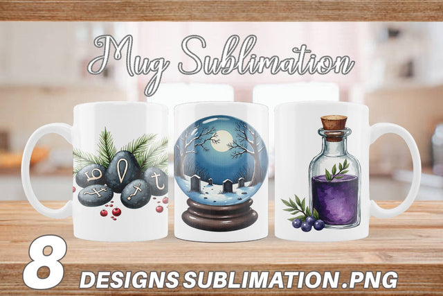 Mug Wrap Mystical Macabre Yule Watercolor Sublimation artnoy 