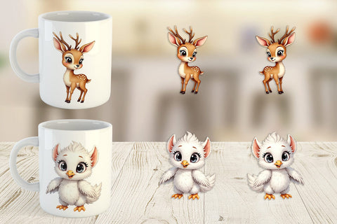 Mug Wrap Mythical Snow Creatures Watercolor Sublimation artnoy 