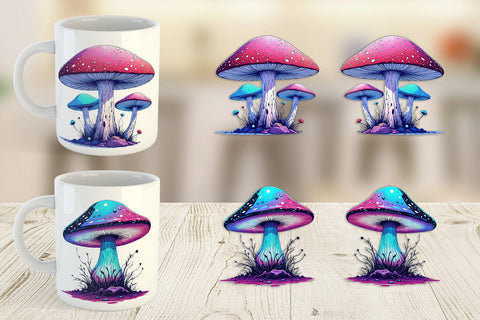 Mug Wrap Nebula Mushrooms Sublimation artnoy 