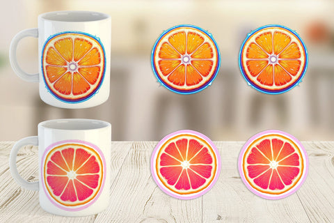 Mug Wrap Neon Citrus Sublimation artnoy 