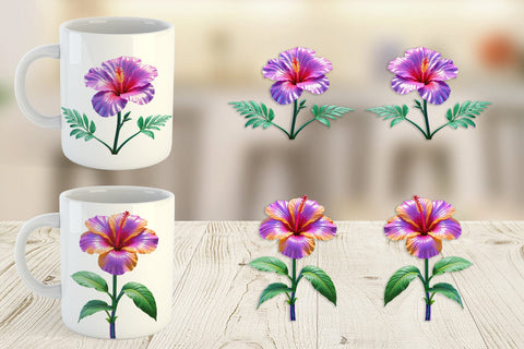Mug Wrap Neon Hibiscus Sublimation artnoy 