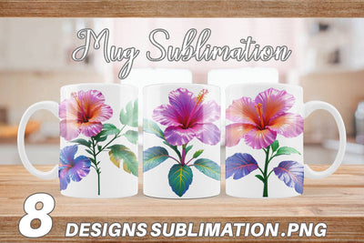 Mug Wrap Neon Hibiscus Sublimation artnoy 