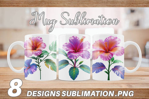 Mug Wrap Neon Hibiscus Sublimation artnoy 