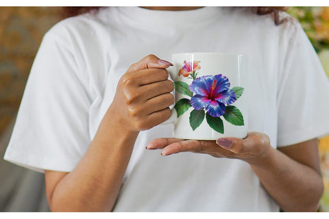 Mug Wrap Neon Hibiscus Sublimation artnoy 