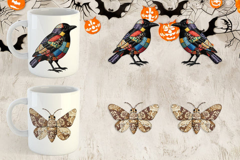 Mug Wrap Nocturnal Animal Patchwork Fabric Art Sublimation artnoy 