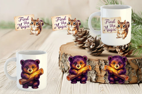 Mug Wrap Nocturnal Forest Glimmer Watercolor Sublimation artnoy 