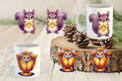 Mug Wrap Nocturnal Forest Glimmer Watercolor Sublimation artnoy 