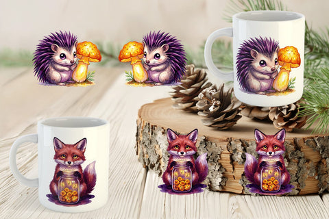 Mug Wrap Nocturnal Forest Glimmer Watercolor Sublimation artnoy 