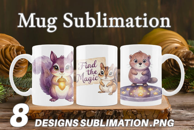 Mug Wrap Nocturnal Forest Glimmer Watercolor Sublimation artnoy 