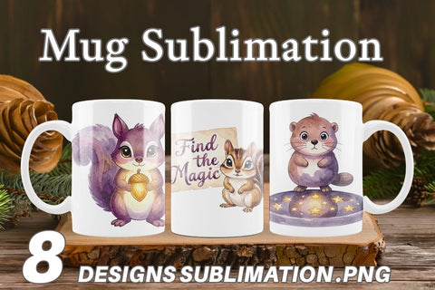 Mug Wrap Nocturnal Forest Glimmer Watercolor Sublimation artnoy 