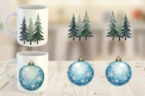 Mug Wrap Nordic Winter Watercolor Christmas Sublimation artnoy 
