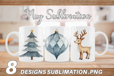 Mug Wrap Nordic Winter Watercolor Christmas Sublimation artnoy 