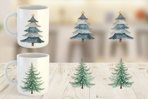 Mug Wrap Nordic Winter Watercolor Christmas Sublimation artnoy 