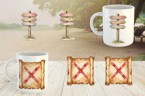 Mug Wrap Nostalgic Camp Souvenir Watercolor Sublimation artnoy 