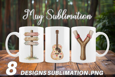 Mug Wrap Nostalgic Camp Souvenir Watercolor Sublimation artnoy 