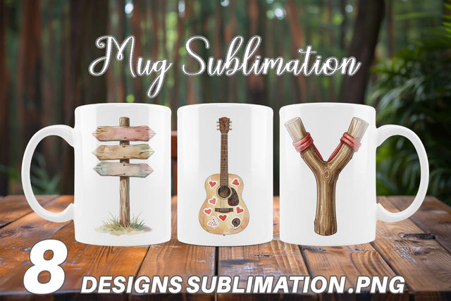 Mug Wrap Nostalgic Camp Souvenir Watercolor Sublimation artnoy 