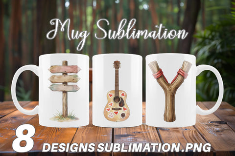 Mug Wrap Nostalgic Camp Souvenir Watercolor Sublimation artnoy 