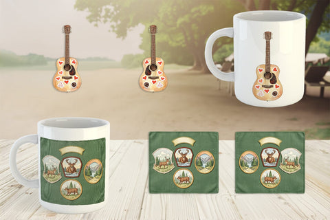 Mug Wrap Nostalgic Camp Souvenir Watercolor Sublimation artnoy 