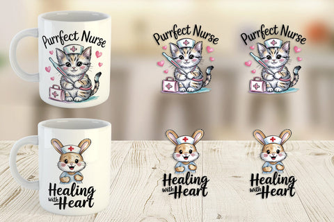 Mug Wrap Nurse Animal Sublimation artnoy 