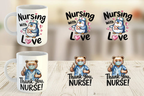 Mug Wrap Nurse Animal Sublimation artnoy 