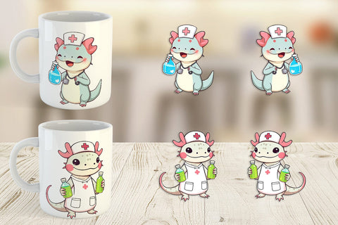 Mug Wrap Nurse Axolotl Sublimation artnoy 