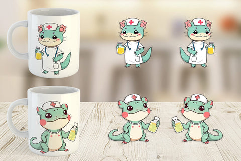 Mug Wrap Nurse Axolotl Sublimation artnoy 