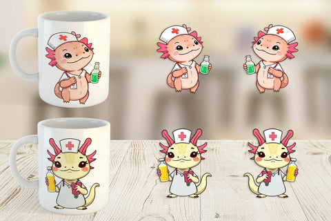 Mug Wrap Nurse Axolotl Sublimation artnoy 