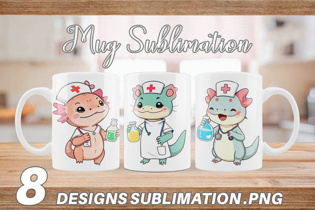 Mug Wrap Nurse Axolotl Sublimation artnoy 
