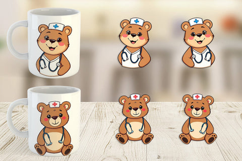 Mug Wrap Nurse Bear Sublimation artnoy 