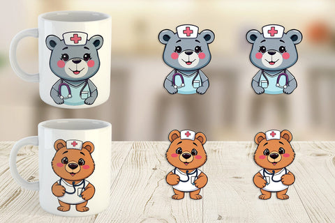 Mug Wrap Nurse Bear Sublimation artnoy 