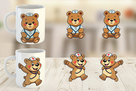Mug Wrap Nurse Bear Sublimation artnoy 