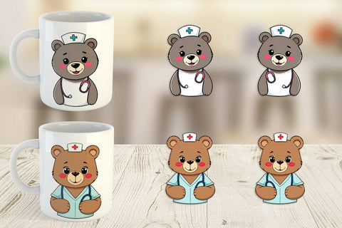 Mug Wrap Nurse Bear Sublimation artnoy 