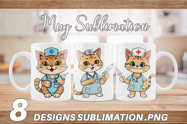 Mug Wrap Nurse Cat Sublimation artnoy 