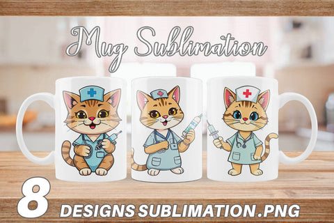 Mug Wrap Nurse Cat Sublimation artnoy 