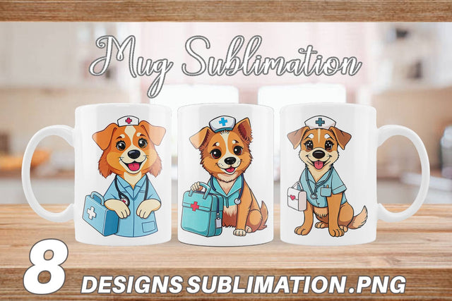 Mug Wrap Nurse Dog Sublimation artnoy 