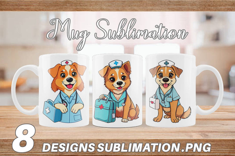 Mug Wrap Nurse Dog Sublimation artnoy 