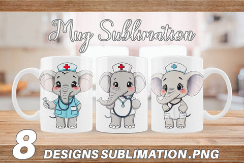 Mug Wrap Nurse Elephant Sublimation artnoy 
