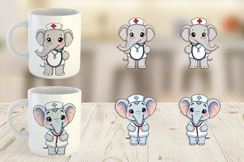 Mug Wrap Nurse Elephant Sublimation artnoy 