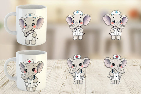 Mug Wrap Nurse Elephant Sublimation artnoy 