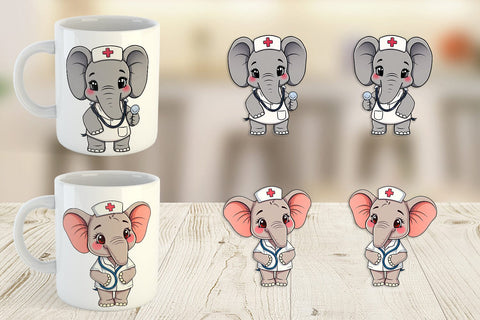 Mug Wrap Nurse Elephant Sublimation artnoy 
