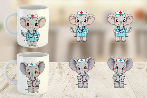Mug Wrap Nurse Elephant Sublimation artnoy 