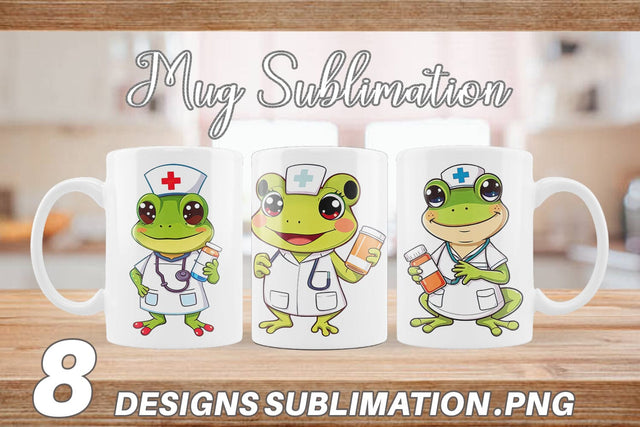 Mug Wrap Nurse Frog Sublimation artnoy 