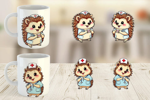 Mug Wrap Nurse Hedgehog Sublimation artnoy 