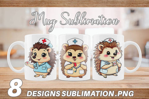 Mug Wrap Nurse Hedgehog Sublimation artnoy 