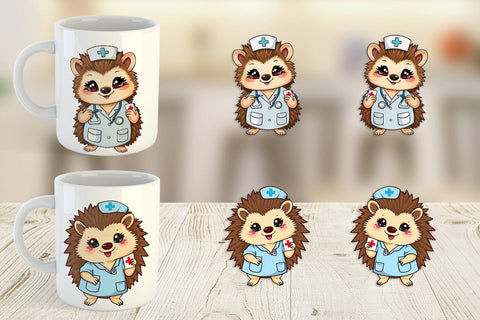 Mug Wrap Nurse Hedgehog Sublimation artnoy 