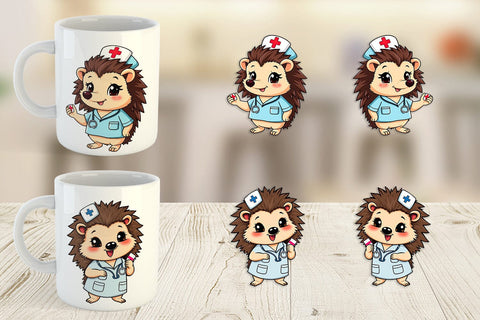 Mug Wrap Nurse Hedgehog Sublimation artnoy 