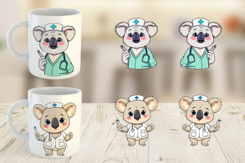 Mug Wrap Nurse Koala Sublimation artnoy 