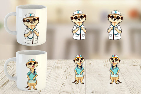 Mug Wrap Nurse Meerkat Sublimation artnoy 